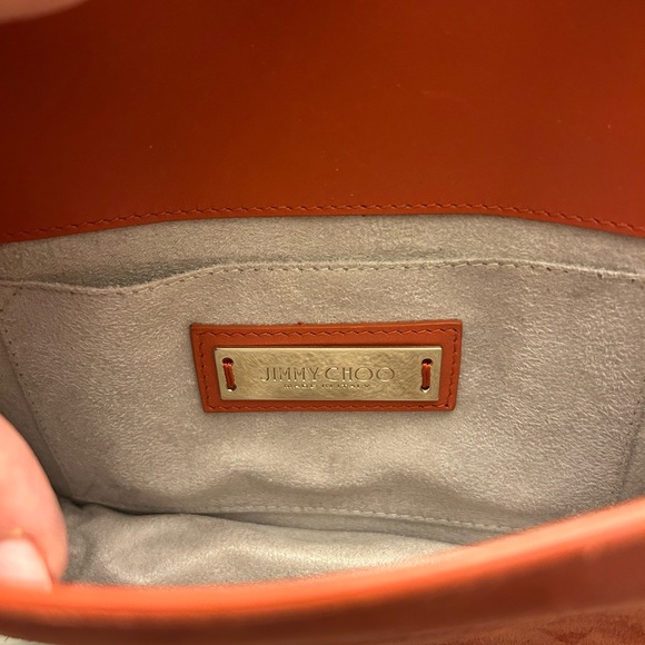 Jimmy Choo Burnt Orange Suede Rebel Crossbody Top Handle Box Bag Quiet Luxury - Picture 14 of 16
